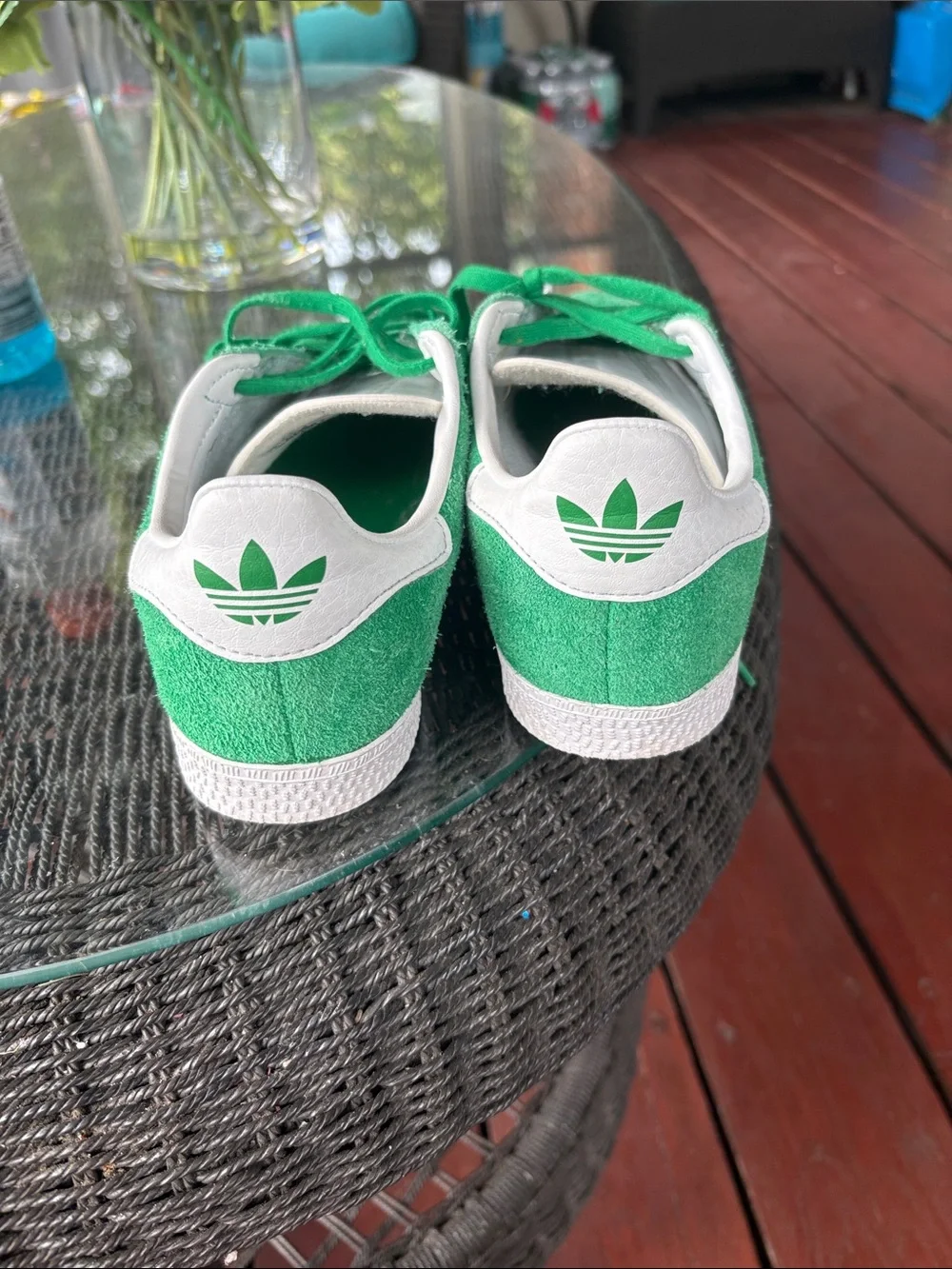 adidas Green Suede Sneakers with White Stripes